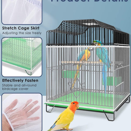 Birdcage Mesh Cover - Universal Birdcage Cover - Birdcage Splash Guard - Seed Catcher - Dust Cover for Birdcage - Birdcage Cover Skirt - Dustproof Mesh Cover - Dust Cover - Net - Birdcage Accessories - 40*150-220 cm - White.
