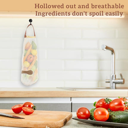 5 pieces - Vegetable bag - Fruit bag - 48*11 cm - Storage bag - hanging mesh bag - reusable large bag for cooking seafood - washable bags - for vegetables and fruit for the kitchen, fridge, potato, onion, garlic, vegetables and fruit - beige.