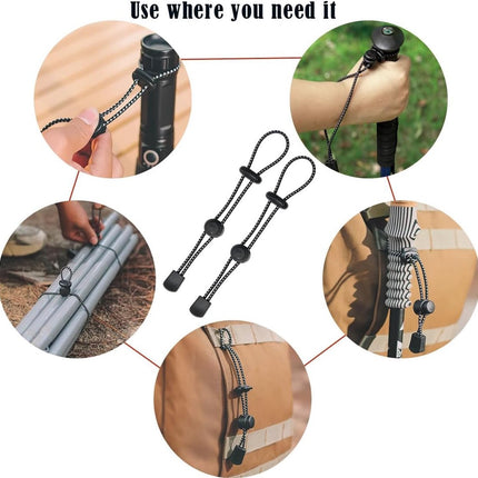 Backpack - trekking pole holders - straps - elastic cord - hiking cord - pole attachment buckle - adjustable trekking poles - for camping, hiking, mountaineering, tactical bag accessories - 10 pieces.