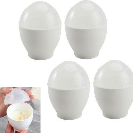 4 pieces - microwave egg cooker - egg cooker - making non-stick eggs and scrambled eggs - for instant breakfast - PP plastic steam cups - 6.5 x 9.5 cm - kitchen utensils - non-stick coating - for home kitchen - white.