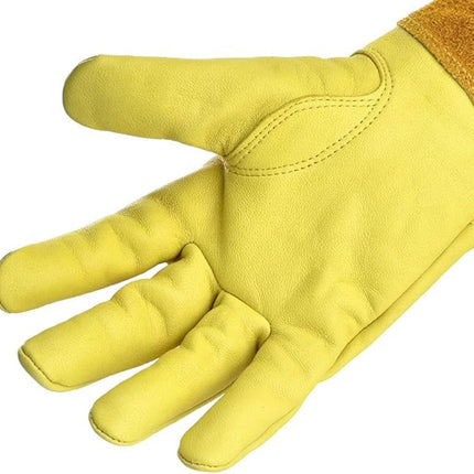 Gardening Gloves - 1 pair - Women/Men - Thorn-Resistant Cowhide Leather rose/blackberry pruning - thorn- and cut-resistant gardening gloves with long leather - Long Forearm Protection - Glove - heavy duty glove - Yellow.