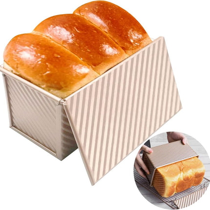rectangular cake tin - Cake tin - Bread tin with lid - Non-stick Bread Toast Box - Baking Cake tin - baking tin for toast cake - baking tin - bread box - sandwich tin - for baking cakes and making toast.