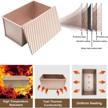 rectangular cake tin - Cake tin - Bread tin with lid - Non-stick Bread Toast Box - Baking Cake tin - baking tin for toast cake - baking tin - bread box - sandwich tin - for baking cakes and making toast.