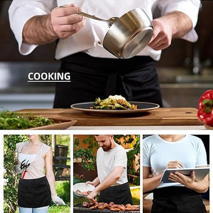 Waiter Apron - Kitchen Apron with 3 Pockets - Waterproof Bar Apron - Waterproof and Oil-Repellent - Restaurant Unisex Half Aprons - Waitress Apron - Black Server Aprons - Waiter Short Half Waist Server Apron - Aprons.