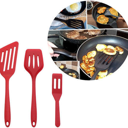 3 pieces - spatula - silicone spatula set - silicone cooking spatula - heat-resistant non-stick spatula - kitchen utensils - for baking and stirring - red.