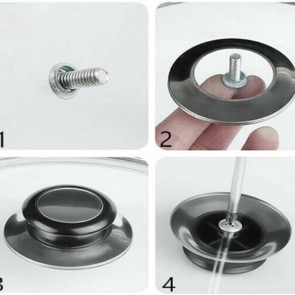 Pot Lid Knob - 8 Pieces - Universal Kitchen Knobs - Lid Knob - 5-12mm Universal - Stainless Steel - Lid Handle - Lid Knob - Pan Lid Holding Handle - Saucepan Lid Knobs - Kitchen Cookware Knob - Anti-Burn Knob.