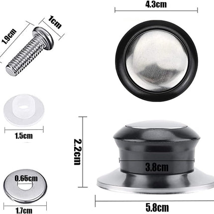 Pot Lid Knob - 8 Pieces - Universal Kitchen Knobs - Lid Knob - 5-12mm Universal - Stainless Steel - Lid Handle - Lid Knob - Pan Lid Holding Handle - Saucepan Lid Knobs - Kitchen Cookware Knob - Anti-Burn Knob.