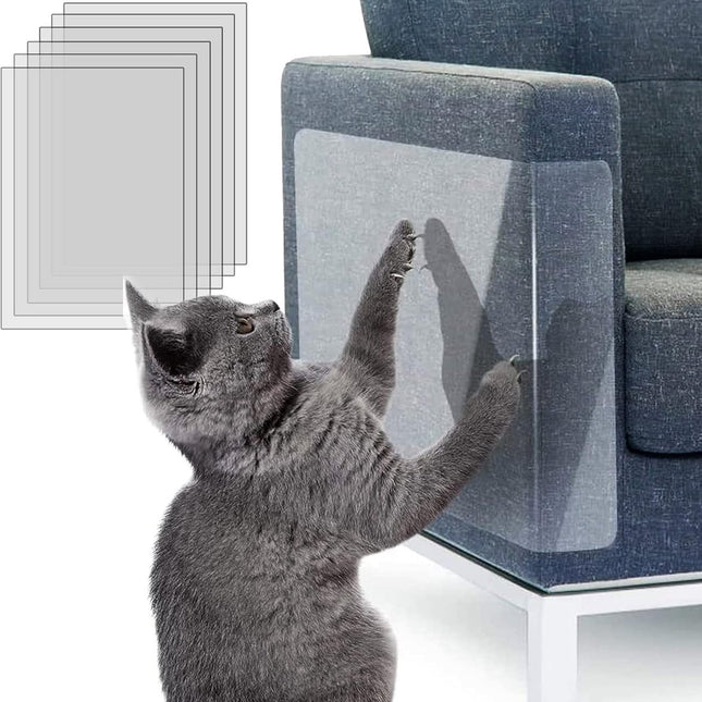 Anti-Scratch Sheets for Cat and Dog - 6 Piece Sticker Scratch Protectors - 45 x 30cm - Cat Scratch Protector - Anti Scratch - Cat Sofa Protector - Scratch Protectors for Furniture Sofa Table Door - Scratching Post - Transparent.
