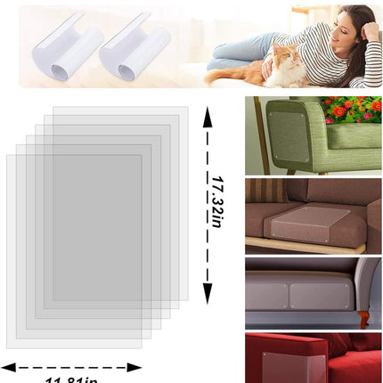 Anti-Scratch Sheets for Cat and Dog - 6 Piece Sticker Scratch Protectors - 45 x 30cm - Cat Scratch Protector - Anti Scratch - Cat Sofa Protector - Scratch Protectors for Furniture Sofa Table Door - Scratching Post - Transparent.