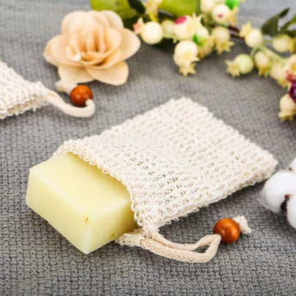 5 pieces - Soap bag - Drawstring bags Soap net - Sisal Soap bag - Soap Bar bag - Shampoo bar bag - Soap bar bag - scrub glove - foam soap bags - scrub bag - bathroom accessories - for home, bath massage, travel storage - 9*14cm.