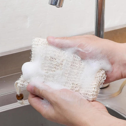 5 pieces - Soap bag - Drawstring bags Soap net - Sisal Soap bag - Soap Bar bag - Shampoo bar bag - Soap bar bag - scrub glove - foam soap bags - scrub bag - bathroom accessories - for home, bath massage, travel storage - 9*14cm.