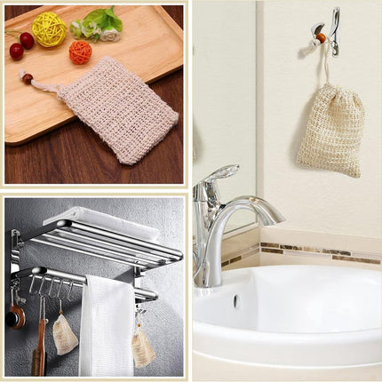 5 pieces - Soap bag - Drawstring bags Soap net - Sisal Soap bag - Soap Bar bag - Shampoo bar bag - Soap bar bag - scrub glove - foam soap bags - scrub bag - bathroom accessories - for home, bath massage, travel storage - 9*14cm.