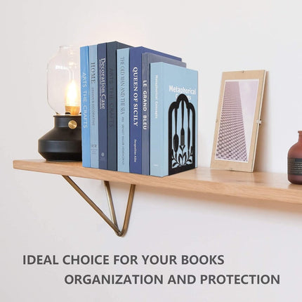 2 Pieces Bookends - bookends - Metal Book Stand - Book Holder - Shelf Organizer - Book Support - Bookshelf - Magazine Holder Book Support - Reading Tray - Magazine Rack - for library, office, school - Black.