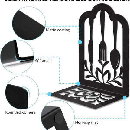 2 Pieces Bookends - bookends - Metal Book Stand - Book Holder - Shelf Organizer - Book Support - Bookshelf - Magazine Holder Book Support - Reading Tray - Magazine Rack - for library, office, school - Black.