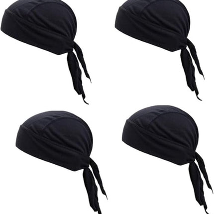 4 pieces - Cycling Cap - Frost Cap - Cycling Headscarf - Skullcap - Sweat-Wicking Beanie - Beanie - Headband - Quick-Drying Pirate Hat - Outdoor Beanie - Hip Hop Hat - Motorcycle Headscarf - Sweat-Wicking Skull Caps - Bandana for Men & Women - Black.