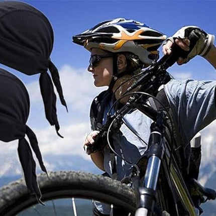4 pieces - Cycling Cap - Frost Cap - Cycling Headscarf - Skullcap - Sweat-Wicking Beanie - Beanie - Headband - Quick-Drying Pirate Hat - Outdoor Beanie - Hip Hop Hat - Motorcycle Headscarf - Sweat-Wicking Skull Caps - Bandana for Men & Women - Black.
