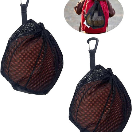 2 pieces - 16L - Basketball Mesh Bags - Ball Bags - portable mesh backpacks - basketball backpacks - football bags - sports bag - portable bag for basketball, football, tennis - easy storage and transport of basketballs and footballs - black.