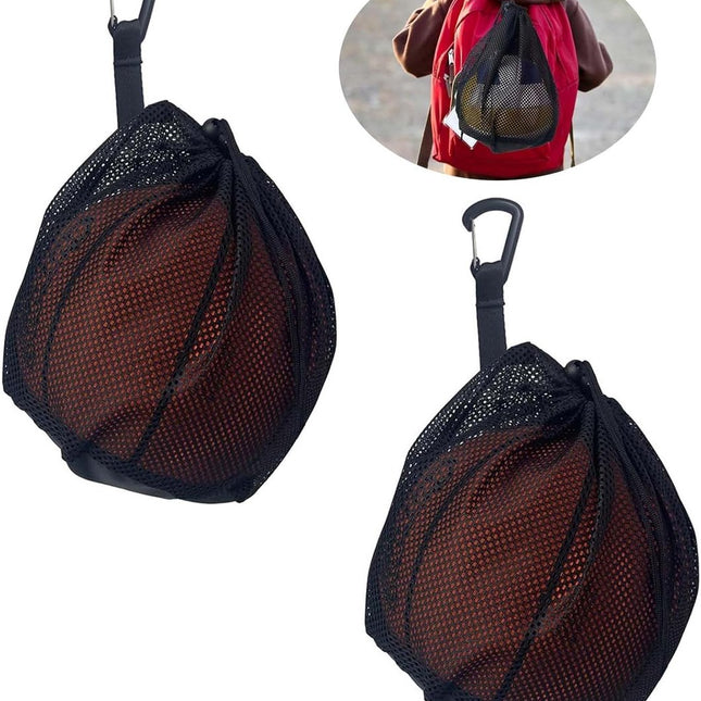 2 pieces - 16L - Basketball Mesh Bags - Ball Bags - portable mesh backpacks - basketball backpacks - football bags - sports bag - portable bag for basketball, football, tennis - easy storage and transport of basketballs and footballs - black.
