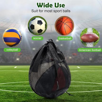 2 pieces - 16L - Basketball Mesh Bags - Ball Bags - portable mesh backpacks - basketball backpacks - football bags - sports bag - portable bag for basketball, football, tennis - easy storage and transport of basketballs and footballs - black.
