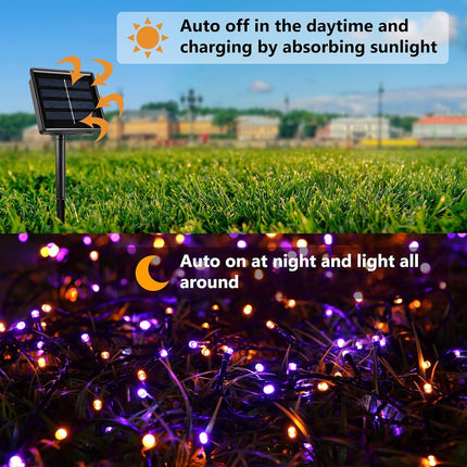 2 Pieces Solar Garden Lights Total 171 FT, 400 LED Lights - Halloween Lighting - Halloween String Lights - Halloween Decoration - Halloween Lanterns Decoration - Small Party Lights - Fairy Lights - Waterproof - For Garden - Patio And Path.