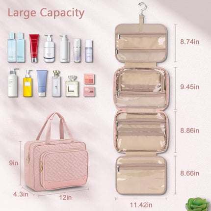 Pink Hanging Travel Toiletry Bag Large Makeup Bag.