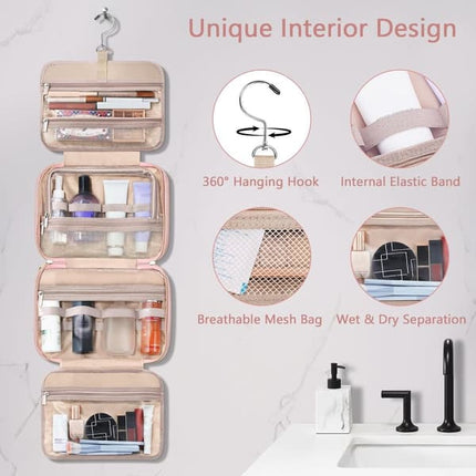 Pink Hanging Travel Toiletry Bag Large Makeup Bag.