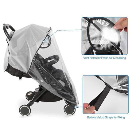 Universal Stroller Rain Cover 5-in-1 Transparent Weather Protection for Infants.