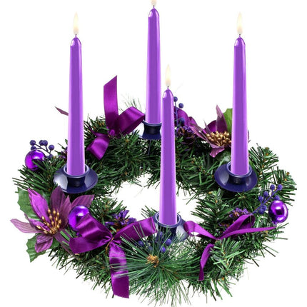 Advent Candle Holder Wreath Metal Base Christmas Decoration Golden Ornaments 4 Cones 4 Ribbons 4.