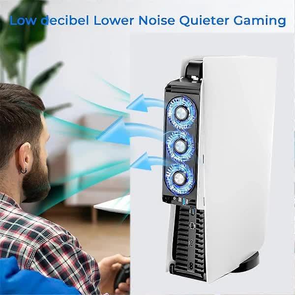 Cooling Fan for PS5 with Quieter Fan LED Light and USB3.0 Hubs.