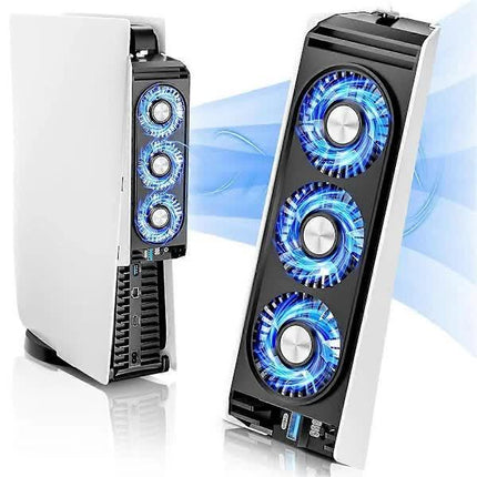 Cooling Fan for PS5 with Quieter Fan LED Light and USB3.0 Hubs.