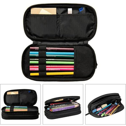 Soccer Pencil Case Blue with Zipper, Spacious and Durable Soccer Theme Sports Pencil Case.