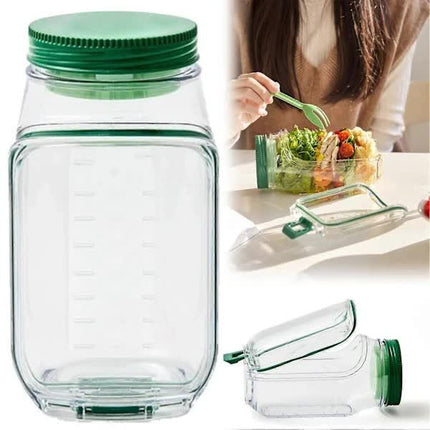 NEW Salad Container with Sauce Dressing Container, Vertical Layered Salad Container with Built-in Bowl, Portable Leak-Proof All-in-One Salad Box.