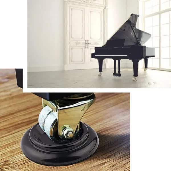 Hardwood Piano Mats with Foam Pads 4 pcs Black ABS Furniture Foot Protectors Compatible with Piano Wheels Solid Wheels.