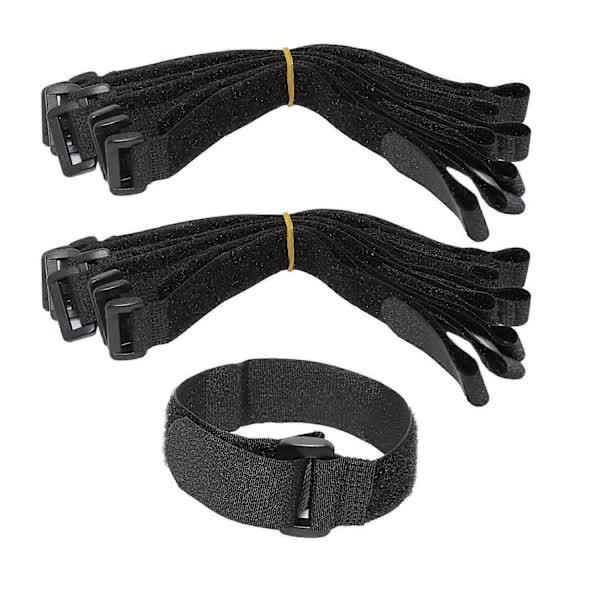 16-pack Black Nylon Cable Ties with Velcro, 30 cm x 2.5 cm, High Quality Cable Management.