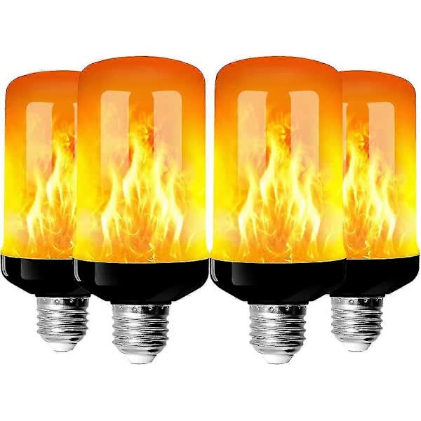 4-Pack E27 Flame Bulbs 4W LED Decorative Lights with Flaming Effect 4 Modes for Home Garden Party.