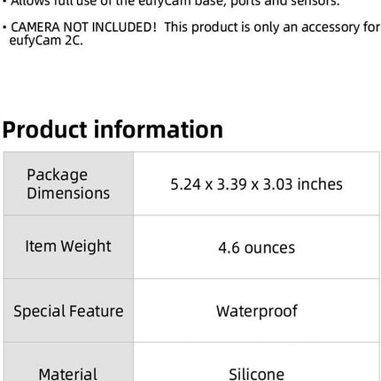 2 pieces - Camera silicone protective cover - Surveillance camera protective cover - suitable for EufyCam 2C - Protection - Weatherproof silicone housing - Soft - Black + White.