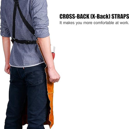 Apron - BBQ apron - BBQ apron leather men - Unisex - Gift - Apron for Women and Men - Adjustable Buckle - Leather - 99*61cm - Brown.