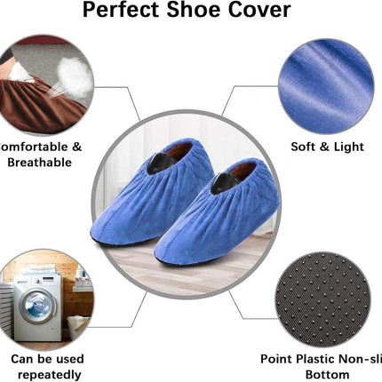 Overshoes - Shoe Cover - Shoe Protectors - Sturdy Shoe Covers - Shoe Covers - Reusable Shoe Covers - Reusable Fabric Overshoes - 8 Pairs - 31.5 x 12cm - Adult - Washable - Strong - Durable - Non-slip.