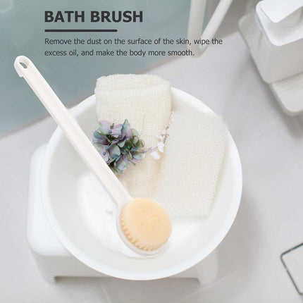 Bath brush - Back brush - Long-handled bath brush - Skin brush - Shower brushes - Bath/shower accessories - shower scrub brushes - white - PP - 37*7.5*2cm.