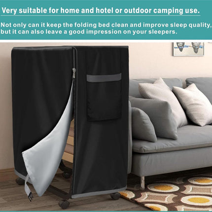 Folding Bed Cover - 99 x 38 x 114 cm - Dustproof Folding Bed Cover - Waterproof Protector - Multifunctional Cover - for 38" Single Folding Bed - Universal - 210D Oxford Cloth - Black.