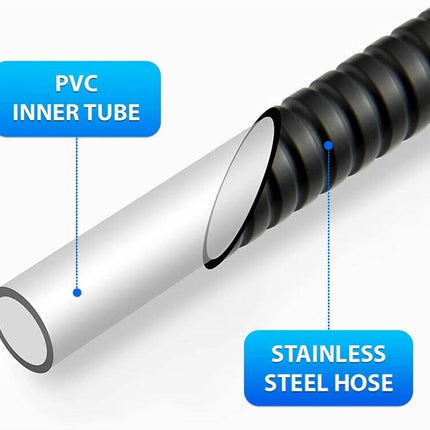 Shower hose - Shower hose - 200 cm - Anti-kink - black - Stainless steel - steel & copper - Bathroom Accessories - Water hose Shower - Home accessories - shower hoses - Flexible - Universal G1/2".