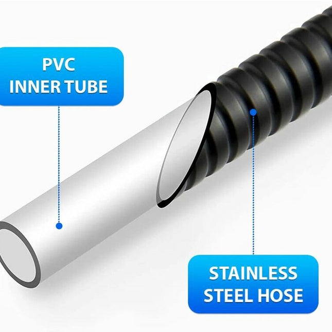 Shower hose - Shower hose - 200 cm - Anti-kink - black - Stainless steel - steel & copper - Bathroom Accessories - Water hose Shower - Home accessories - shower hoses - Flexible - Universal G1/2".