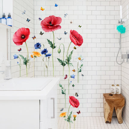 Static window sticker - window sticker - Wall decoration - 30*54cm - flower plant - PVC - colorful.