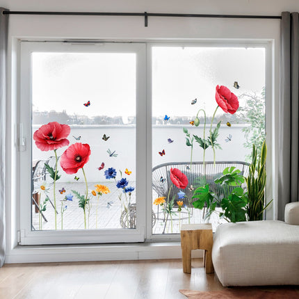 Static window sticker - window sticker - Wall decoration - 30*54cm - flower plant - PVC - colorful.