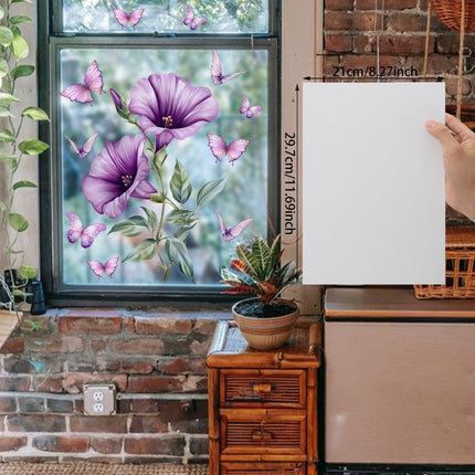 Static window sticker - window sticker - Wall decoration - 30*30cm - flower plant - PVC - D.