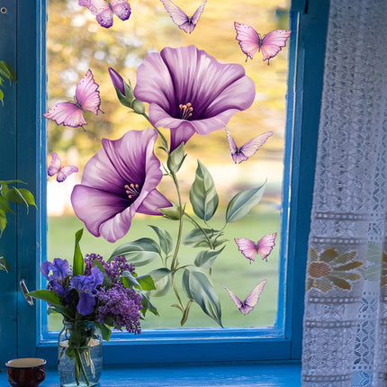 Static window sticker - window sticker - Wall decoration - 30*30cm - flower plant - PVC - D.