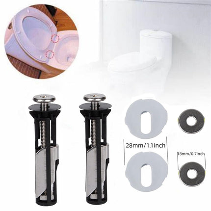 Toilet Seat Hinges - Universal Mounting Kit for Toilet Seats - Toilet Seat Hinge Set.
