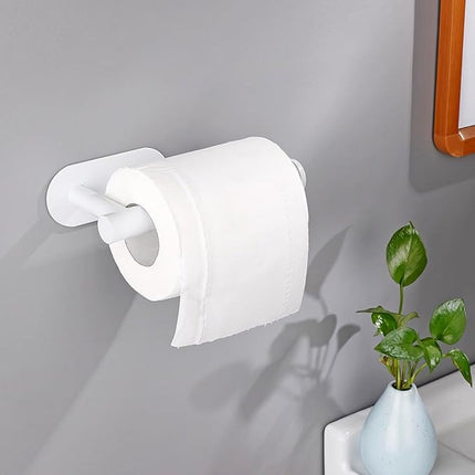 Toilet Roll Holder - Toilet Roll Holder - No Drilling - White - Self-Adhesive - Roll Holder - Stainless Steel - Bathroom & Kitchen - 16*8*4.5 cm - for kitchen, bathroom and toilet.