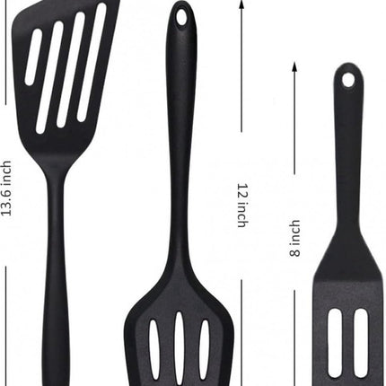 Spatulas - 3 pieces - Spatula Silicone - BPA free - Non-stick coating Silicone Cooking Utensil Set, Slotted spatula, heat resistant spatula, fish spatula, spatula kitchen utensils, for coated pots - Non-stick.