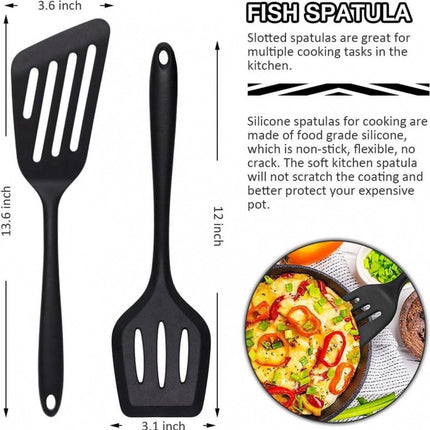 Spatulas - 3 pieces - Spatula Silicone - BPA free - Non-stick coating Silicone Cooking Utensil Set, Slotted spatula, heat resistant spatula, fish spatula, spatula kitchen utensils, for coated pots - Non-stick.
